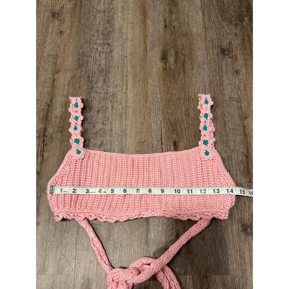 Agua Bendita Women's Knit Albany Java Pink Crop Top Size Small - Picture 6 of 9